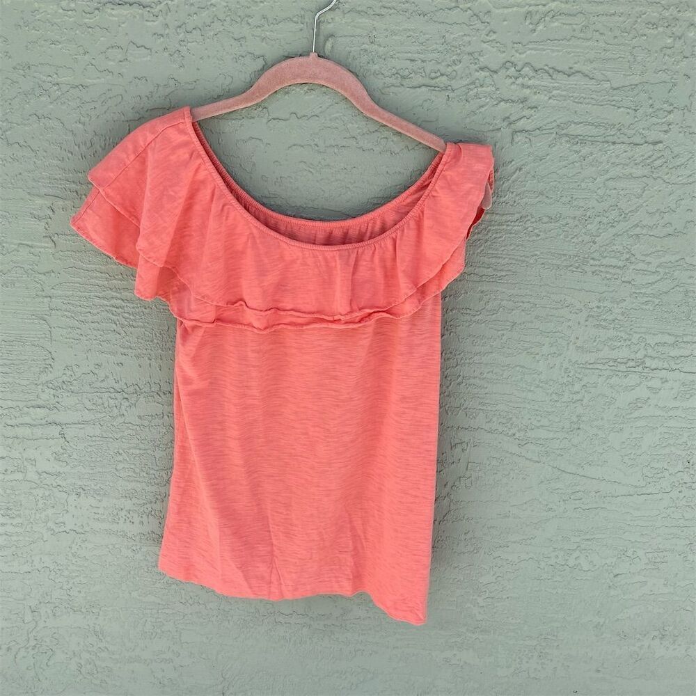 Lilly Pulitzer Off The Shoulder Ruffle Top Pink Blouse Size L Casual